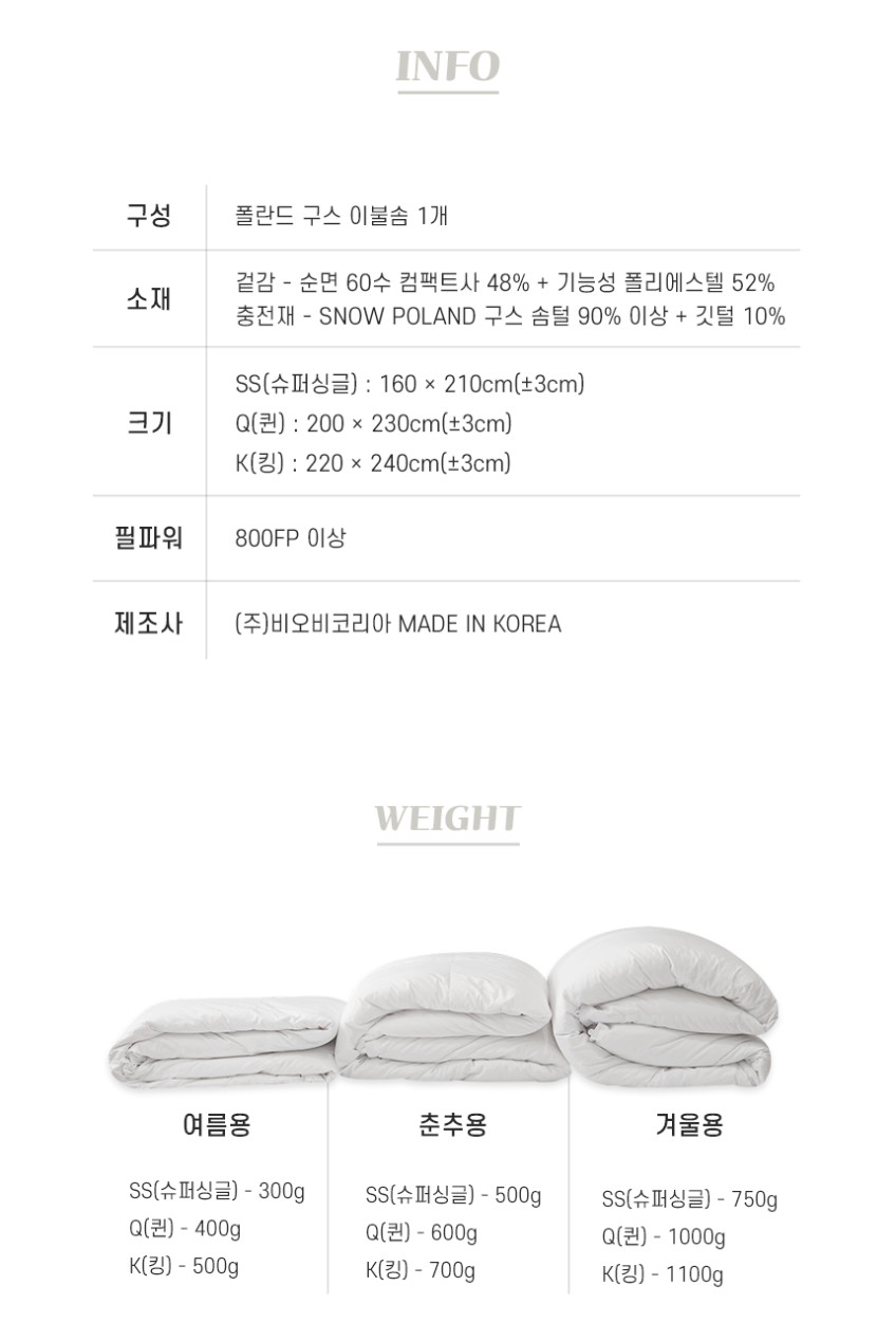 코튼렛 먼지없는 폴란드 구스이불 솜 호텔이불 사계절용 겨울용 구스이불 Q 판매처 상세 정보 이미지 2