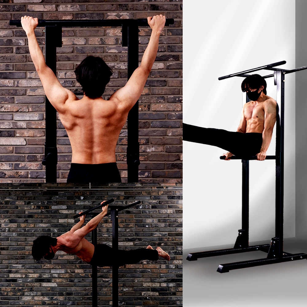 [유고] 실내 철봉 블랙 일자형 치닝디핑 홈트 가정용 프리미엄 강철 바벨거치대