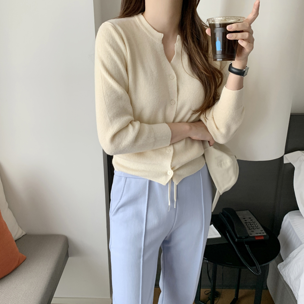 루즈핏 골지 크롭 가디건 숏 라운드 여성 가디건 봄 가을 여자 니트 가디건 이미지 2