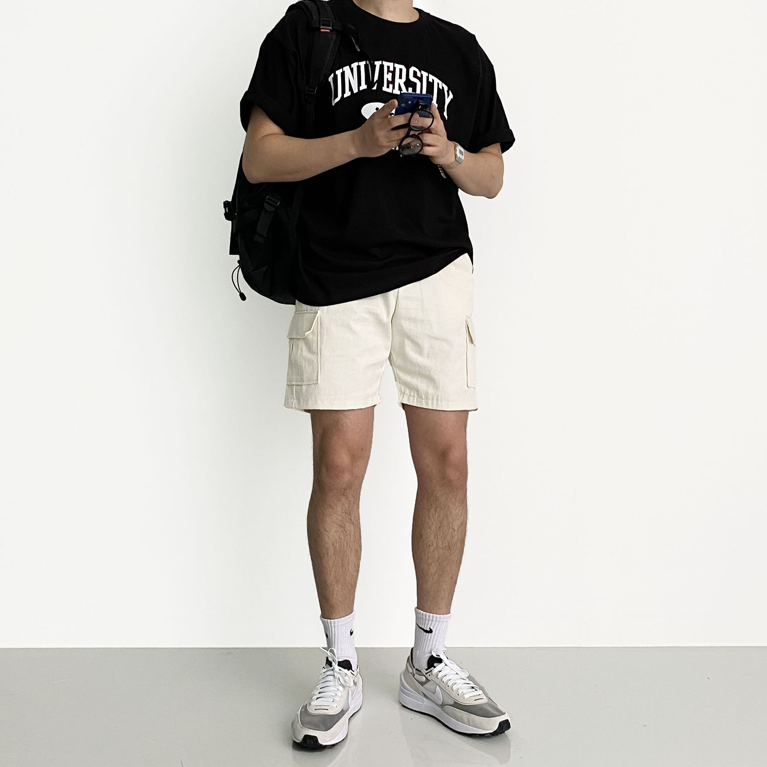 남자반바지 카고반바지 흰색반바지 - 상세 이미지 4