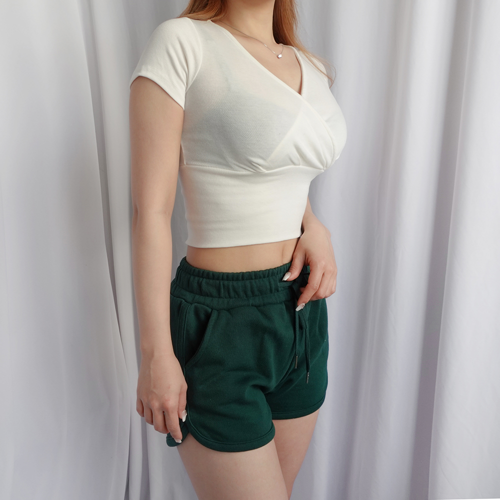 쭈리 면 밴딩 기본 무지 반바지 트레이닝 숏팬츠 4color - 상세 이미지 2