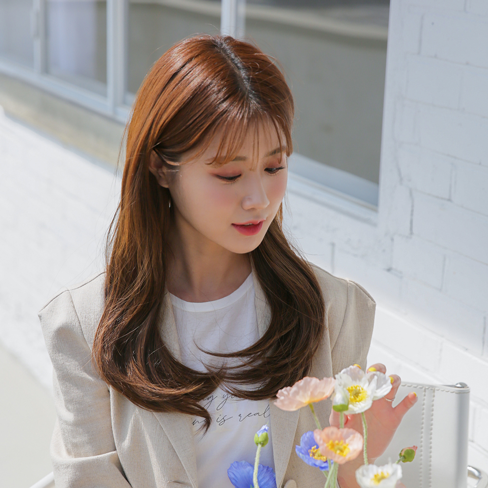 여자 긴머리 붙임머리 똑딱이 가발 씨컬 7피스 부분 헤어피스 - 상품 이미지