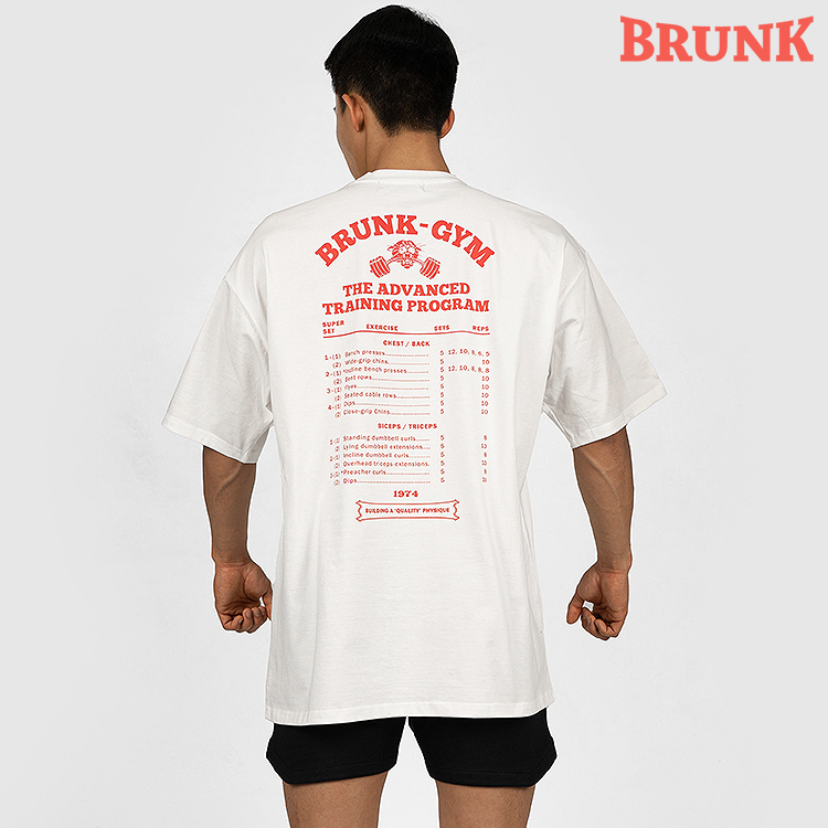 브렁크 헬스 오버핏 반팔 티셔츠 짐웨어 어깨 넓어보이는 옷 BRUNK - 상품 이미지