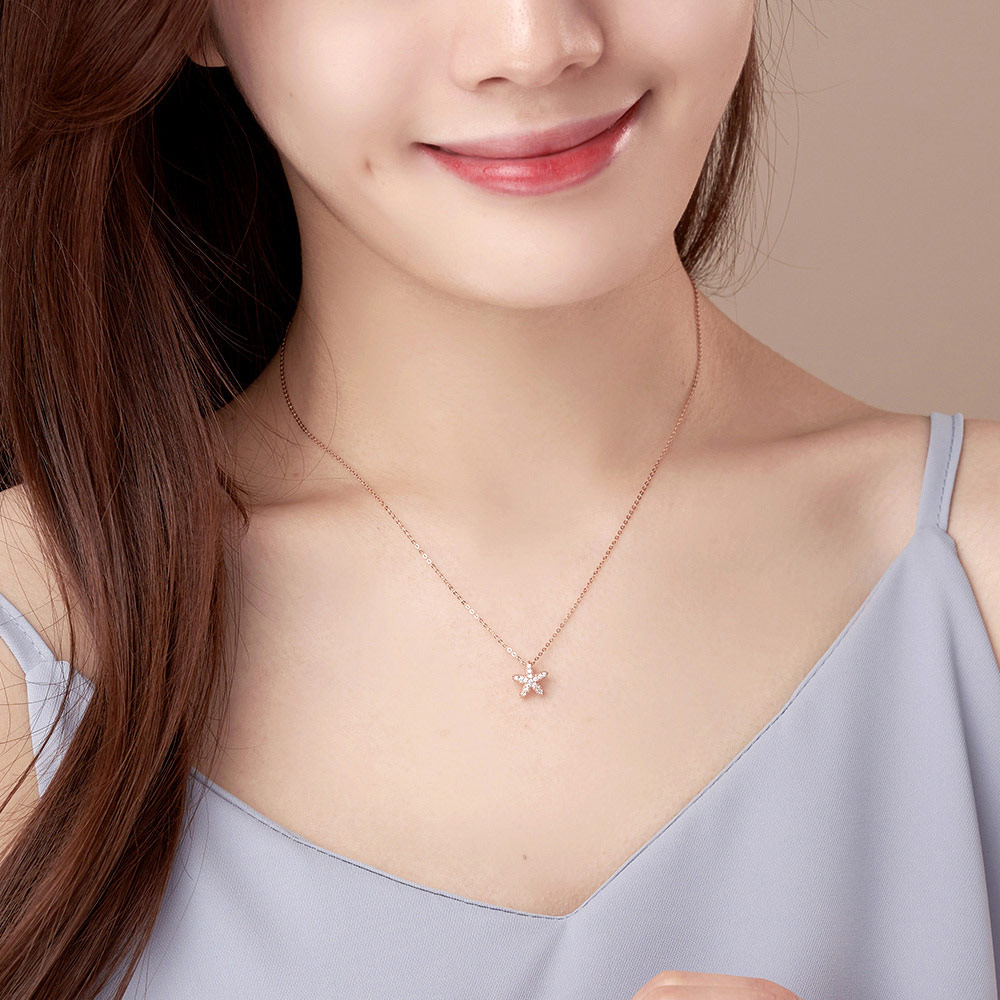 14K 18K 여자 목걸이 체인 레이어드 스타 피쉬 : 모아르쥬얼리
