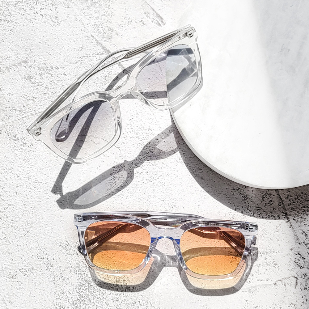 빅사이즈 대두 뿔테 투명 클리어 틴트 가벼운 자외선차단 선글라스 UV400