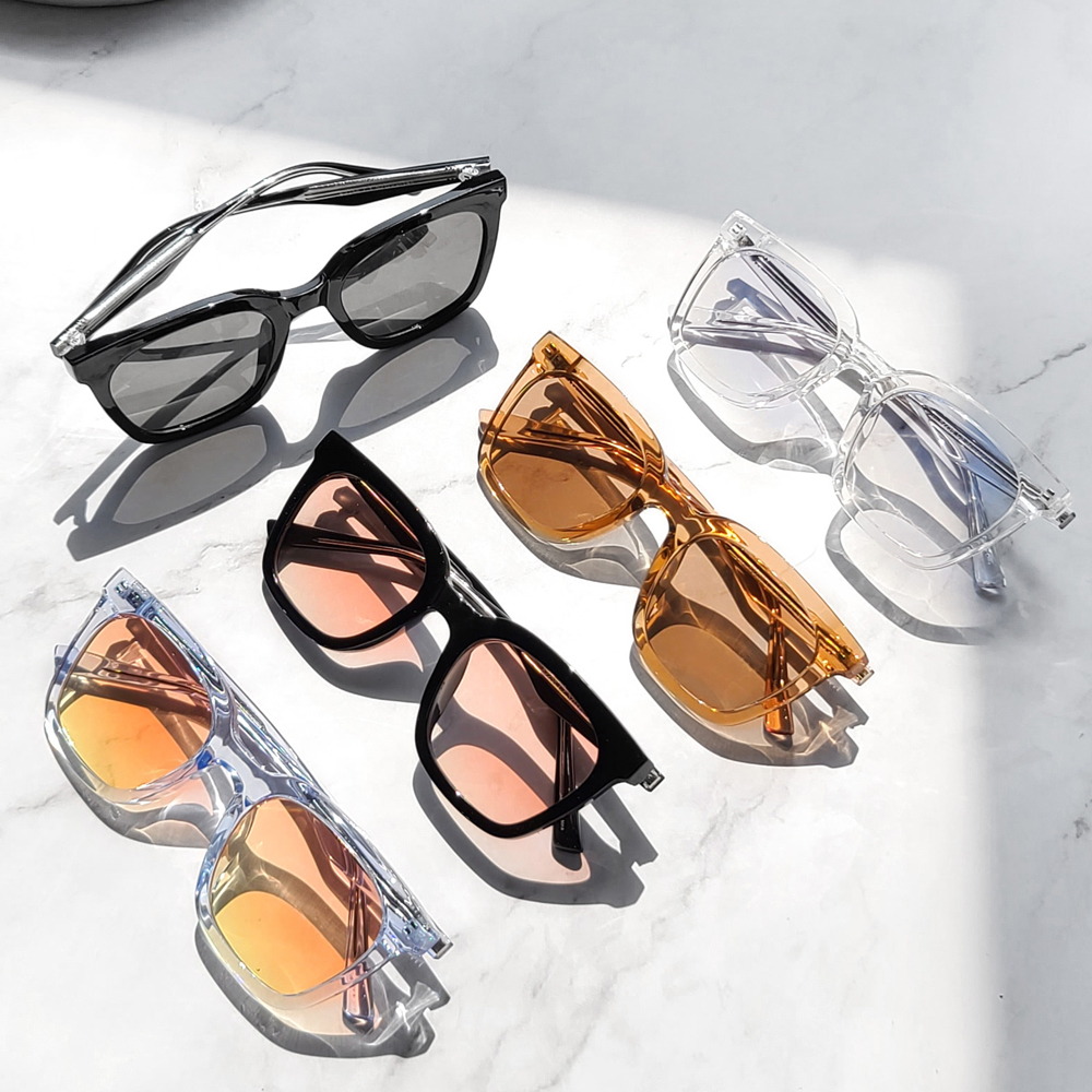 빅사이즈 대두 뿔테 투명 클리어 틴트 가벼운 자외선차단 선글라스 UV400