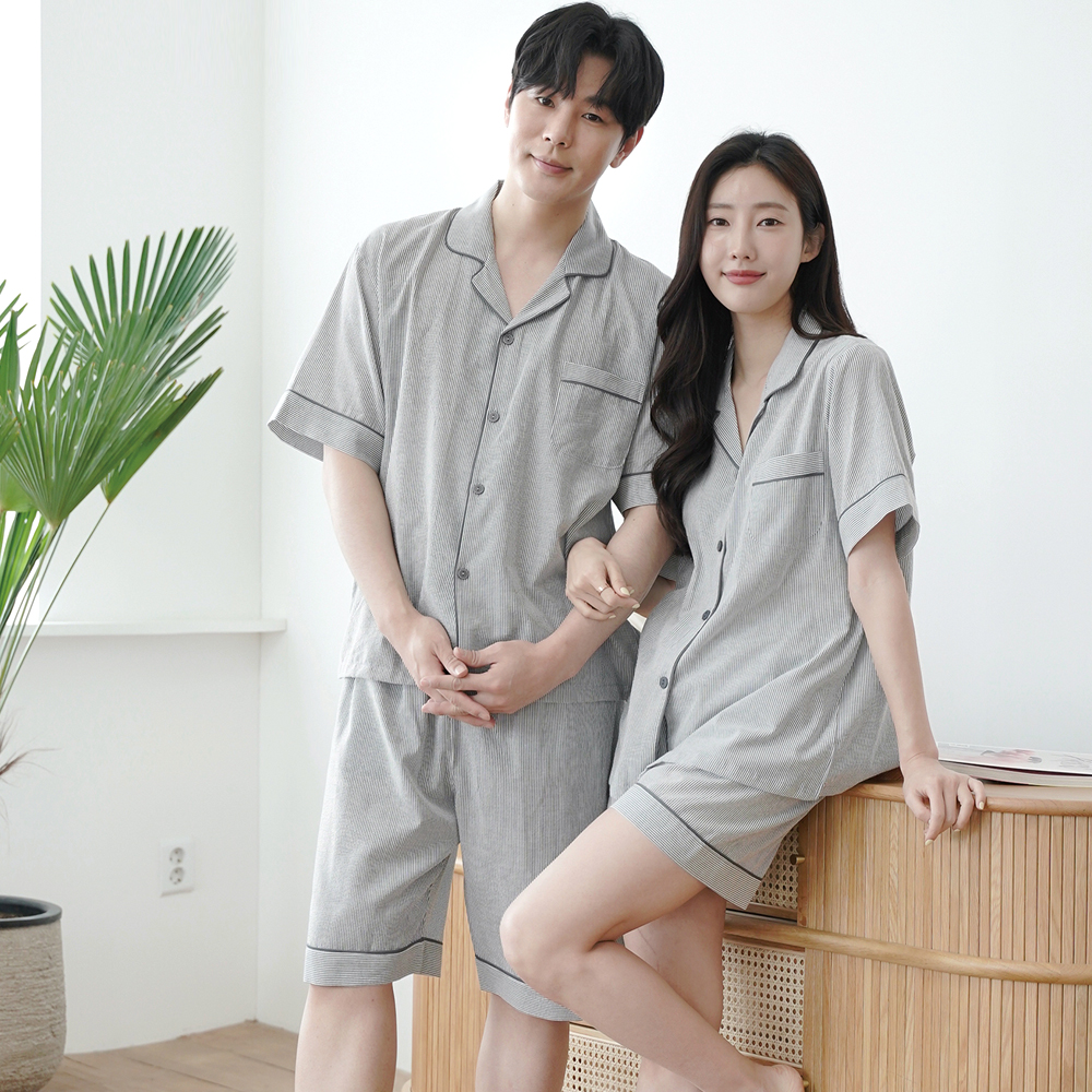 커플잠옷 여성 남성 잠옷 신혼부부 파자마 국내제작 홈웨어 바지 원피스 - 상세 이미지 2