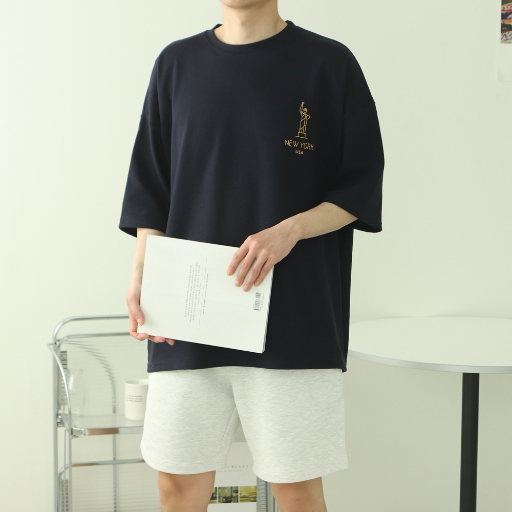 남자7부티 오버핏 빅사이즈 나염 커플반팔티 - 상세 이미지 4