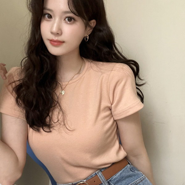 (1+1) 촉촉 쫀득한 라운드넥 무지 반팔 티셔츠 ts2964 - 상품 이미지