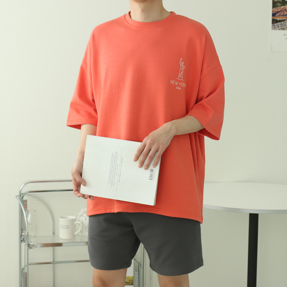남자7부티 오버핏 빅사이즈 나염 커플반팔티 - 상세 이미지 5