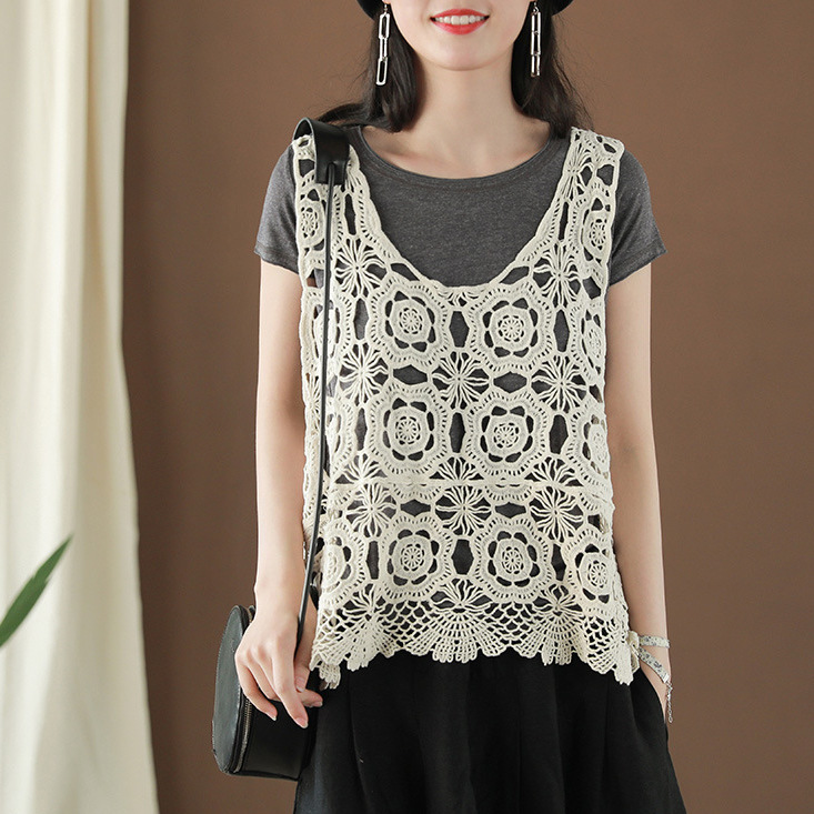 여름니트조끼 자수 뜨개 뷔스티에조끼 뱃살커버