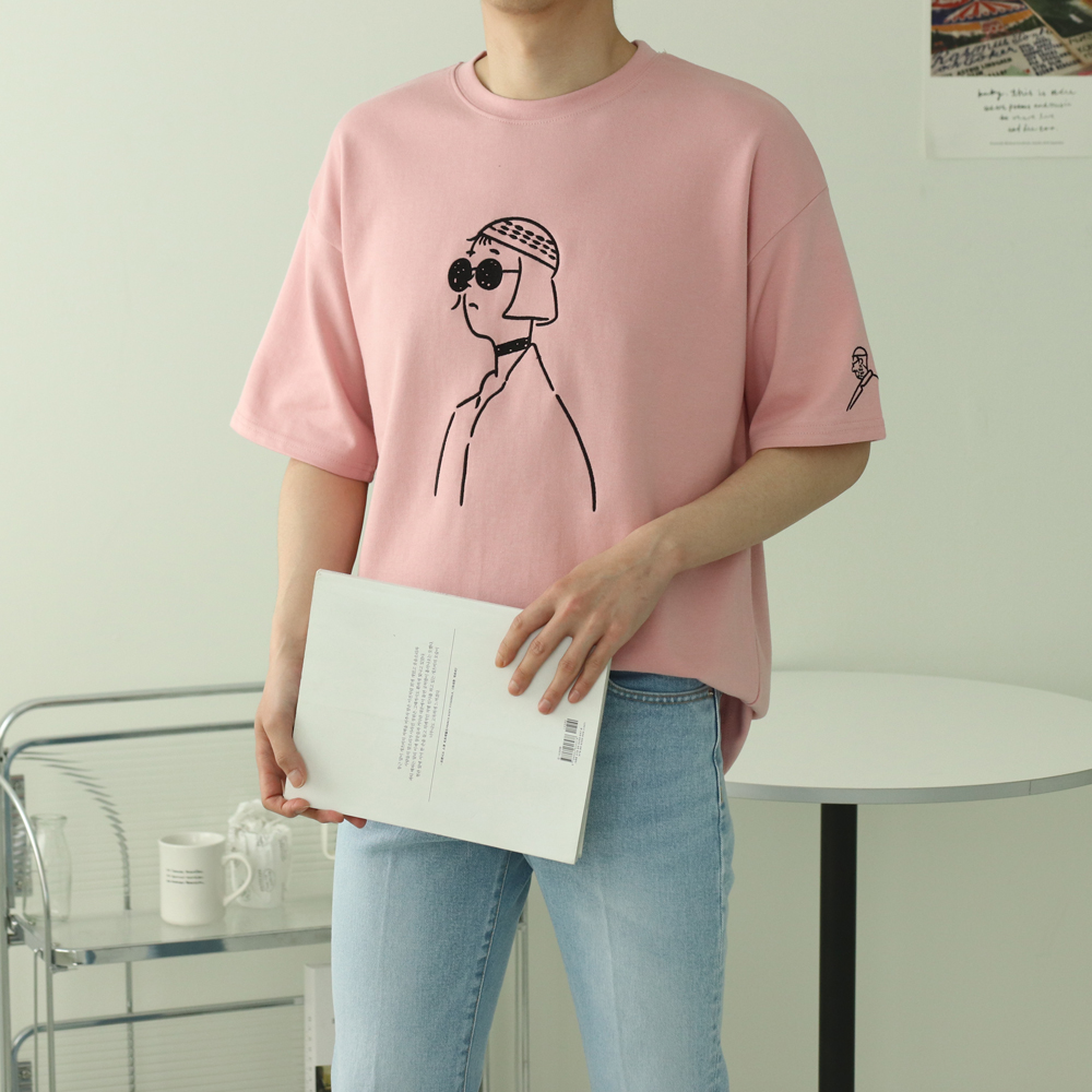 남자반팔티 마틸다 프린팅 오버핏 커플반팔티 - 상품 이미지