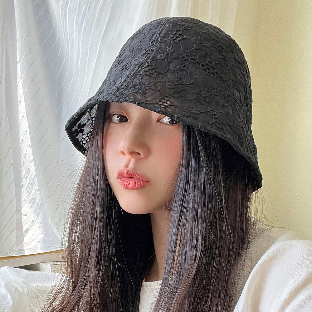 나팔 레이스 시스루 벙거지 버킷햇 여성 봄 여름 플라워 모자 이미지 8