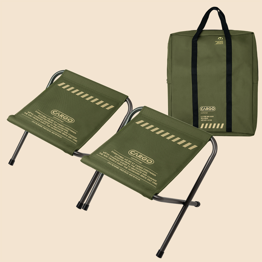 카고컨테이너 와이드 비비큐 폴딩 체어 1+1 와일드카키