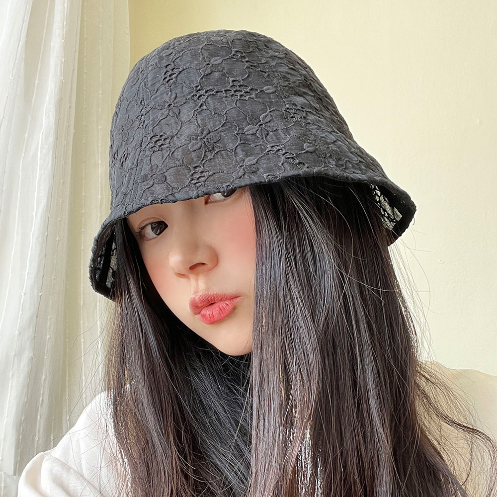 나팔 레이스 시스루 벙거지 버킷햇 여성 봄 여름 플라워 모자 이미지 7
