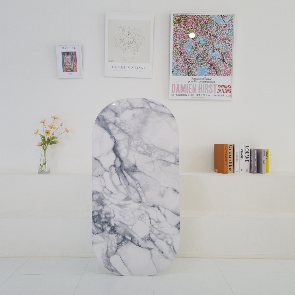 메리골드리빙 국산 거실 테이블 좌식 쇼파 타원형 티테이블 고정식 다리 1골드 대리석