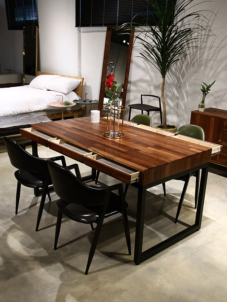 프리미엄 6인용 멀바우 원목 양면 서랍 카페 업소용 식탁 테이블 1800 SL025