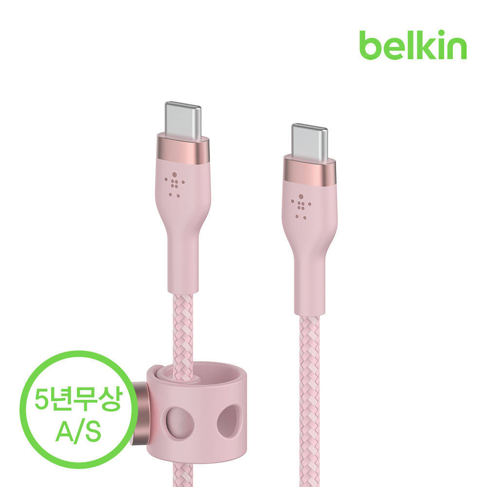 벨킨 프로 플렉스 USB-C to C타입 고속 충전 케이블 1M CAB011bt1M 아이폰17 16 갤럭시 S25 아이패드 LG 그램 호환 - 상세 이미지 2