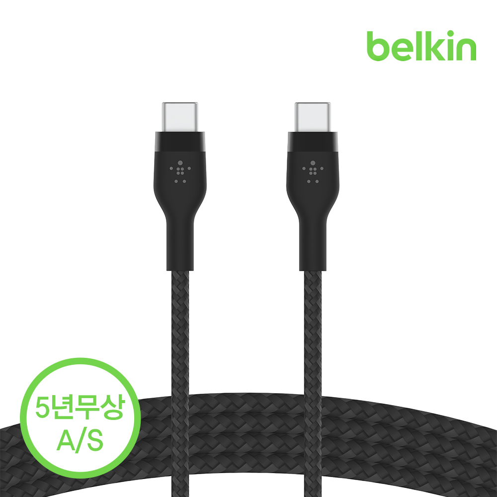 벨킨 프로 플렉스 USB-C to C타입 고속 충전 케이블 1M CAB011bt1M 아이폰17 16 갤럭시 S25 아이패드 LG 그램 호환 - 상세 이미지 2