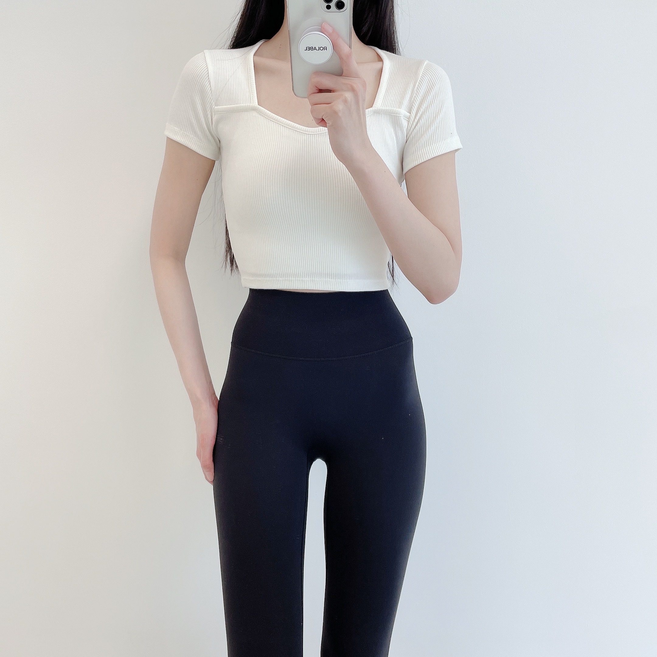 로라벨 라츠 필라테스복 요가복 필라테스 상의 옷 커버업 운동복 탑 요가 크롭 반팔 복장 - 상세 이미지 3