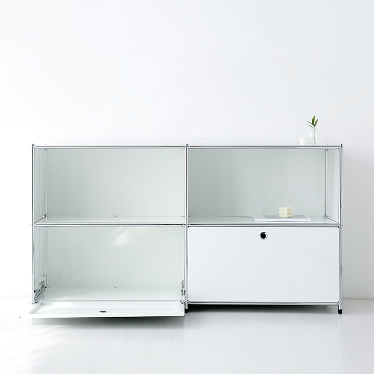 심플리 2x2 수납장 2문 BC017 1520mmx400mmx820mm, 2단, 화이트 6746.6933 이미지 7