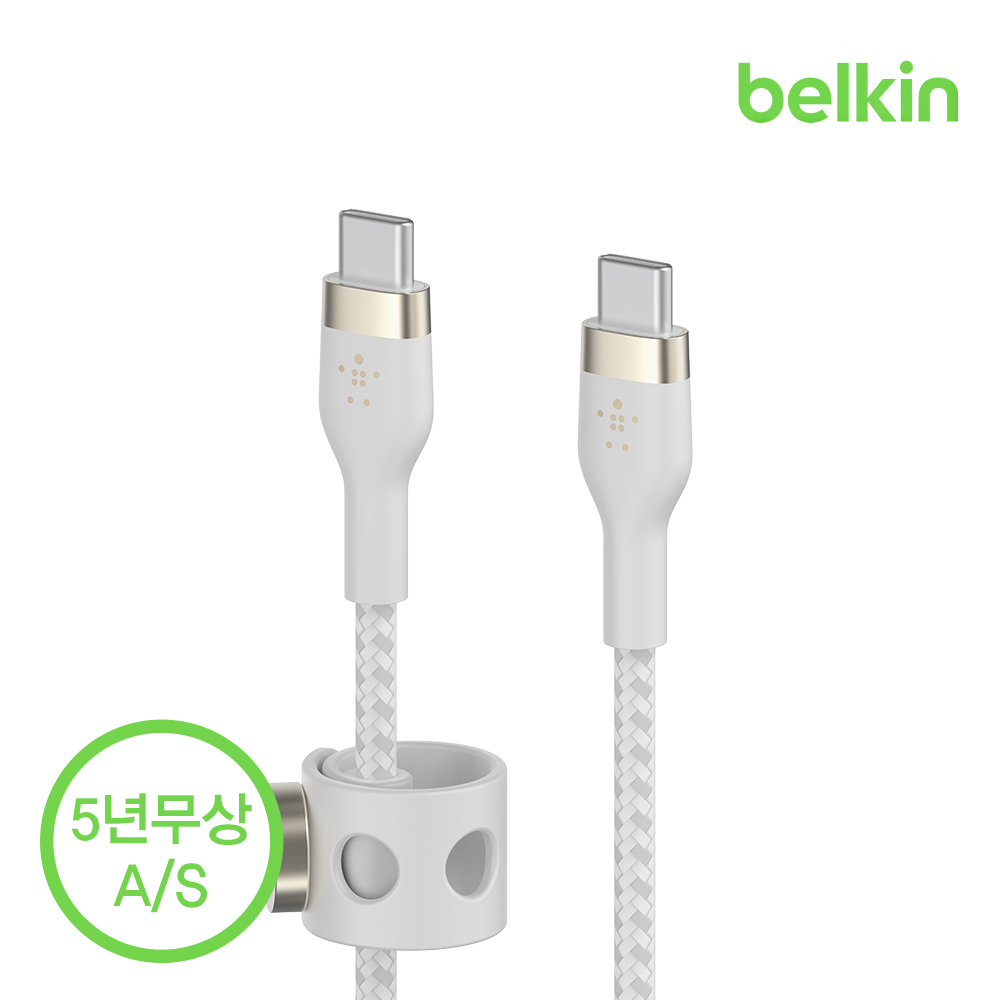 벨킨 프로 플렉스 USB-C to C타입 고속 충전 케이블 1M CAB011bt1M 아이폰17 16 갤럭시 S25 아이패드 LG 그램 호환 - 상세 이미지 4