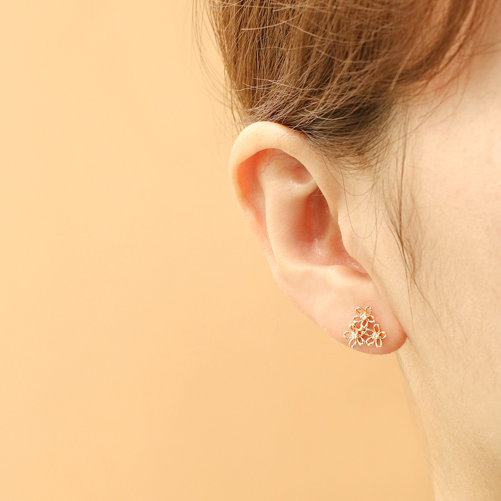 ミニマルピアス 14K フラワーガーデンピアスイヤリング