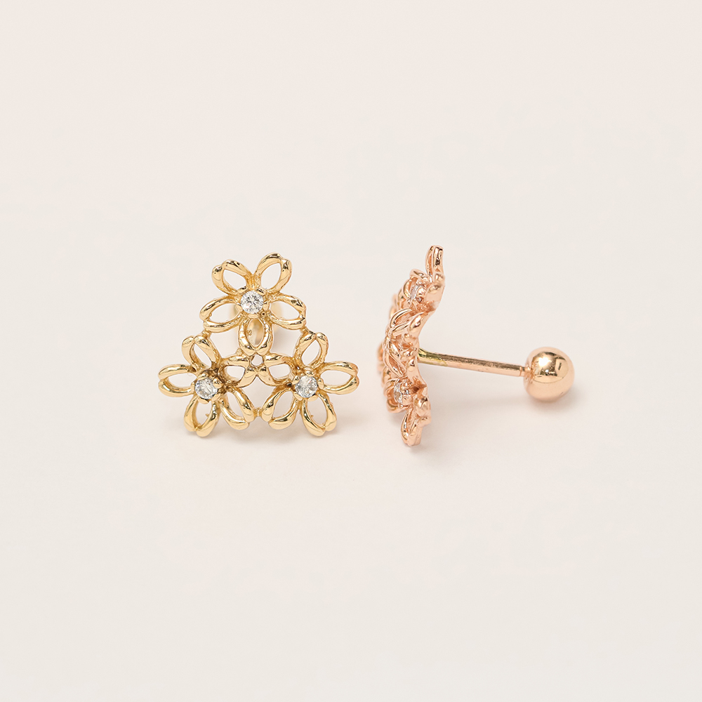 ミニマルピアス 14K フラワーガーデンピアスイヤリング