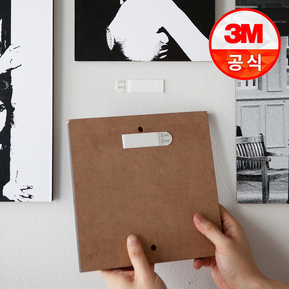 3M 코맨드 못없이 액자걸기 무타공 후크 고리 액자부착 테이프 화이트 (대) x2개 이미지 2
