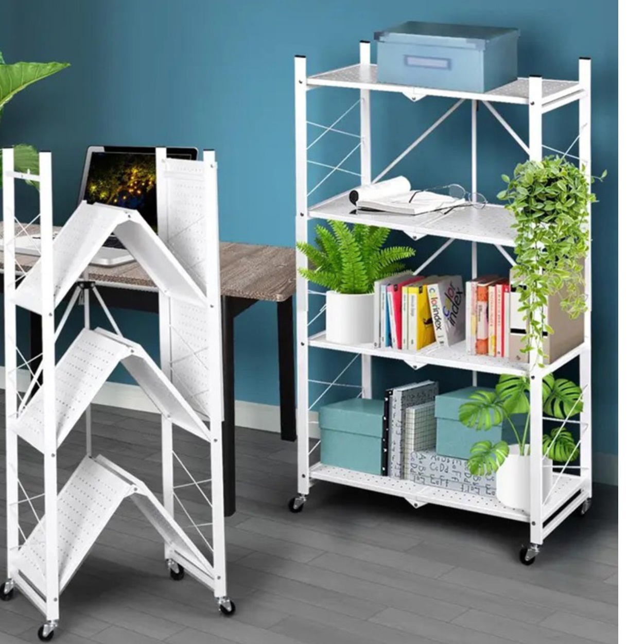 철제 바퀴 달린 책장 수납함 이동식 책장 수납장 이동 책장