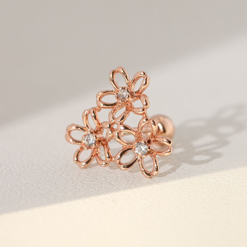 ミニマルピアス 14K フラワーガーデンピアスイヤリング
