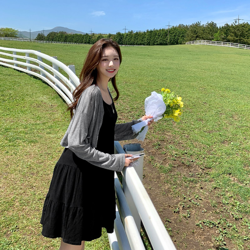 내츄럴핏 크롭 V넥 가디건 cd2452 이미지 6