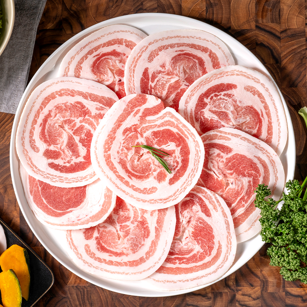 캠핑음식 국내산 돼지고기 프리미엄 한돈 꽃삼겹 대패 삼겹살 냉삼 500g