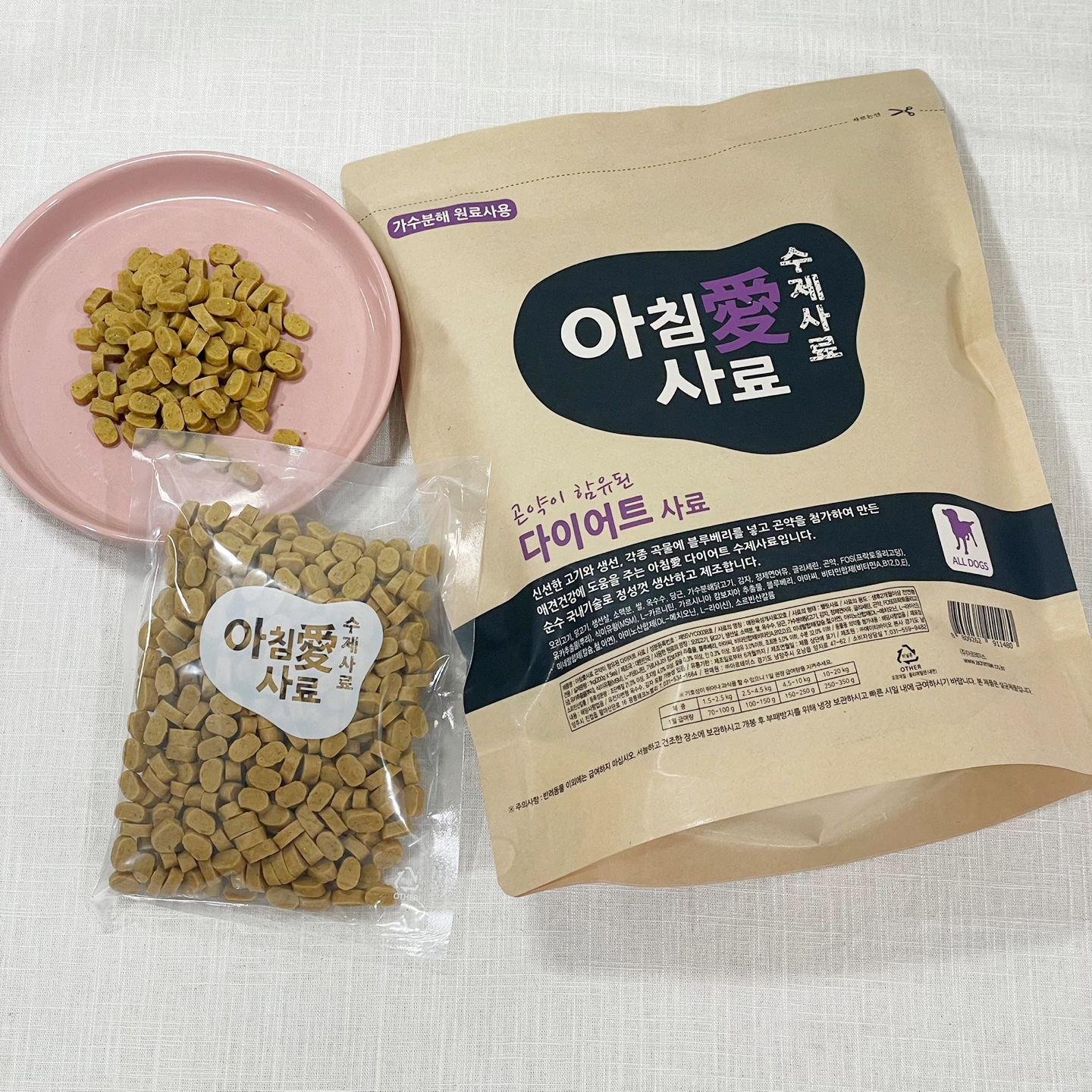 [샘플3봉] 아침애 가수분해 국내산 수제 사료 곤약 다이어트, 1kg, 1개 - 상세 이미지 4
