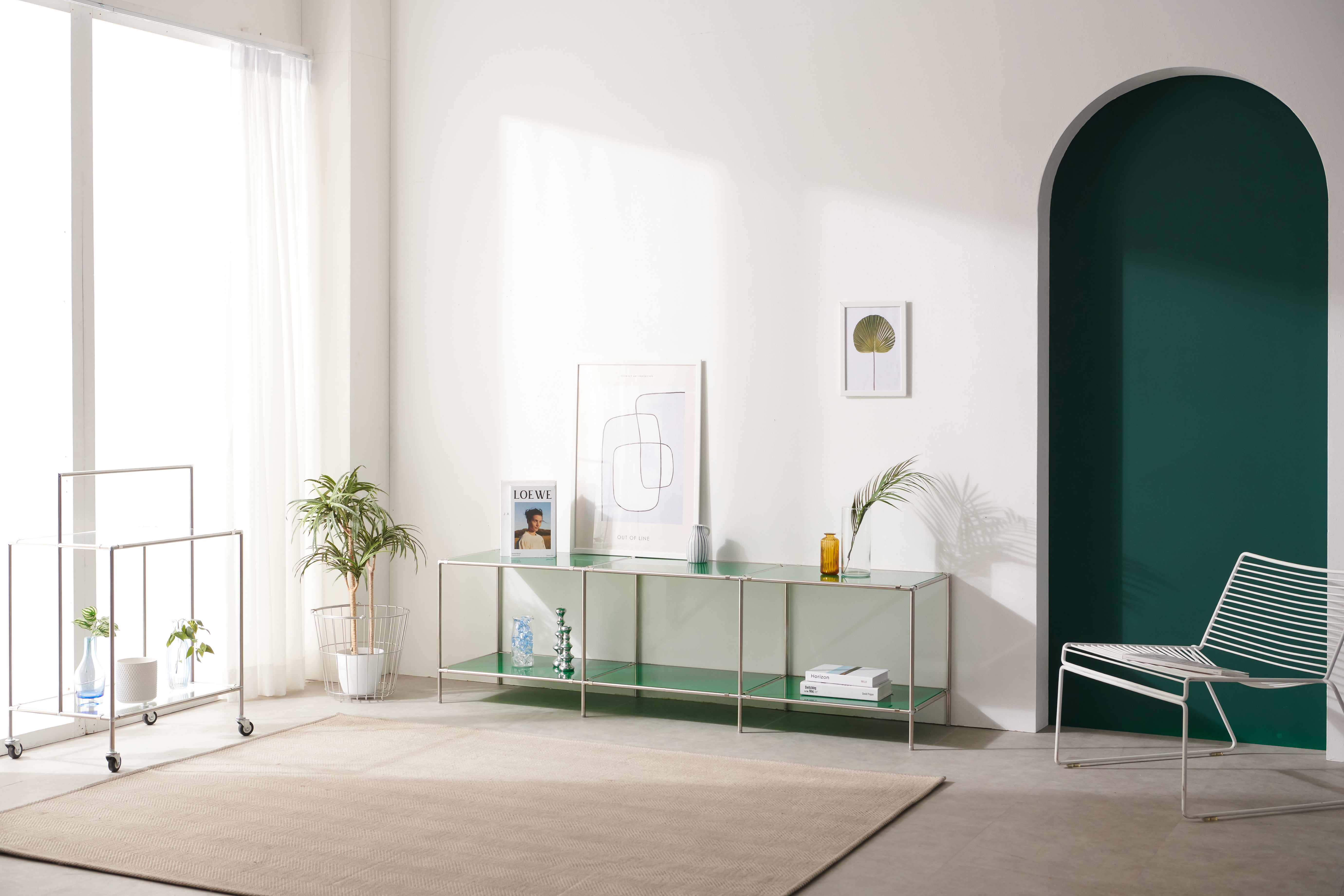 유리거실장 1800 모듈거실장 낮은 티비 선반 티비 장식장