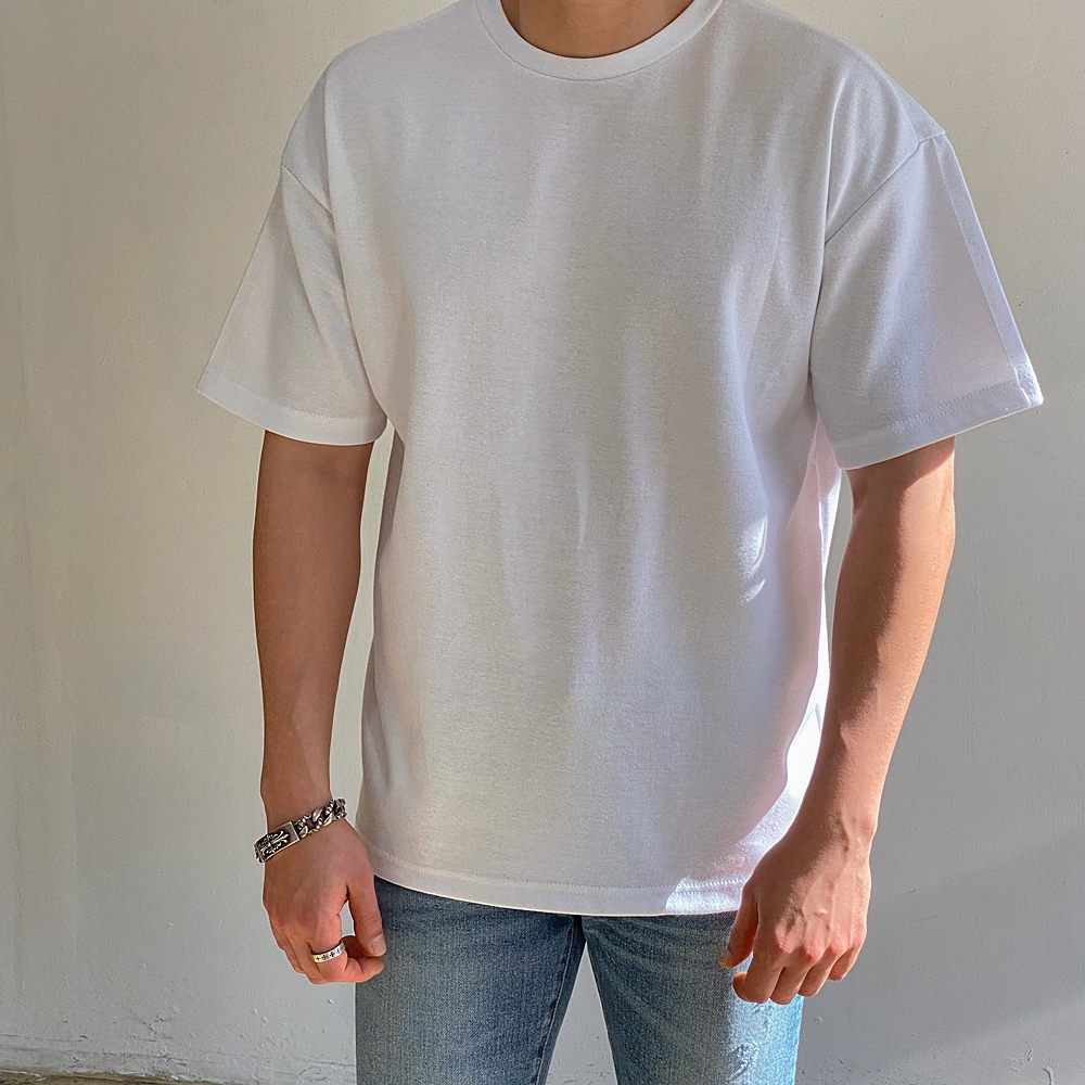 남자 반팔 면 티 쿨티셔츠 루즈오버핏 - 상세 이미지 3