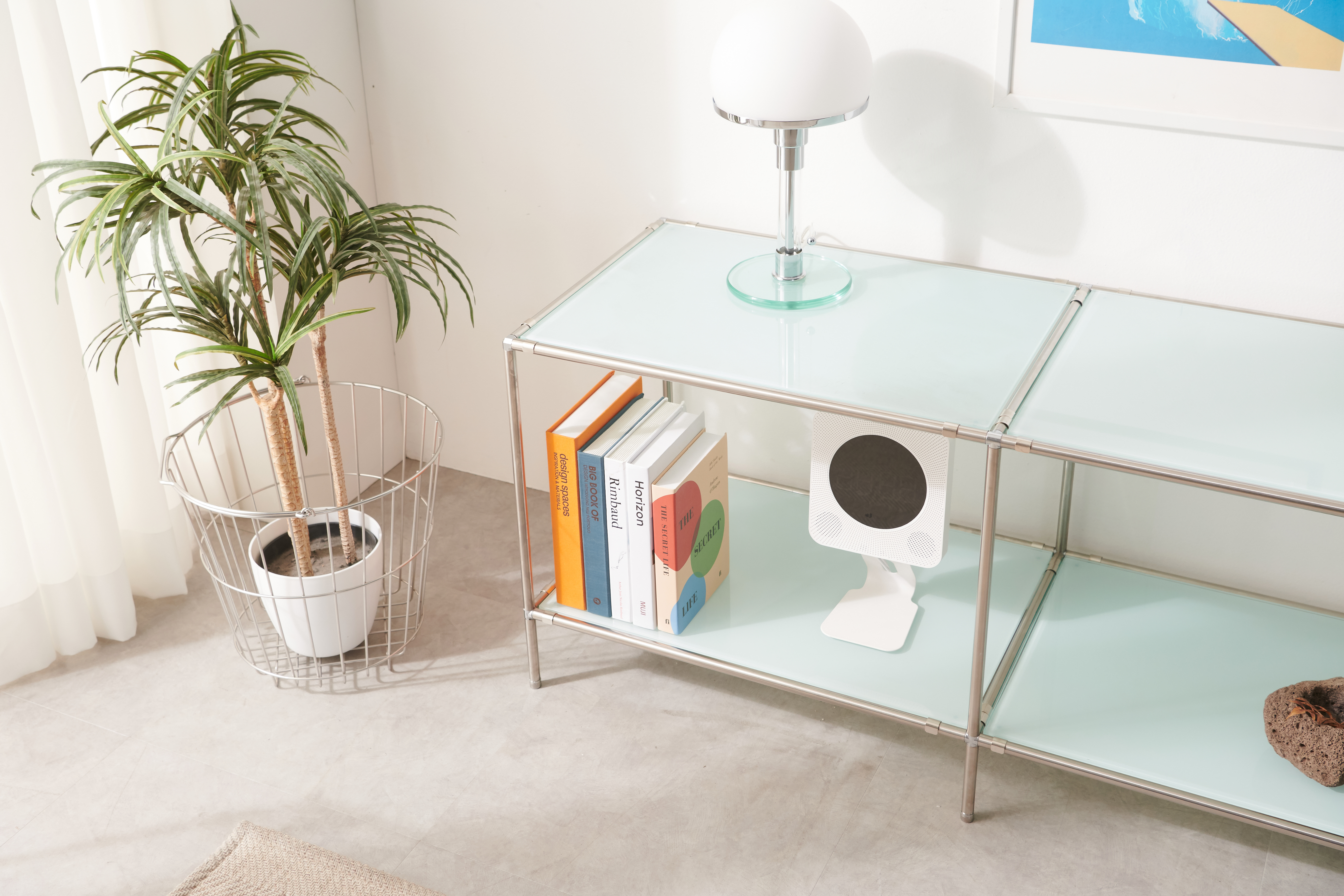 유리거실장 1800 모듈거실장 낮은 티비 선반 티비 장식장