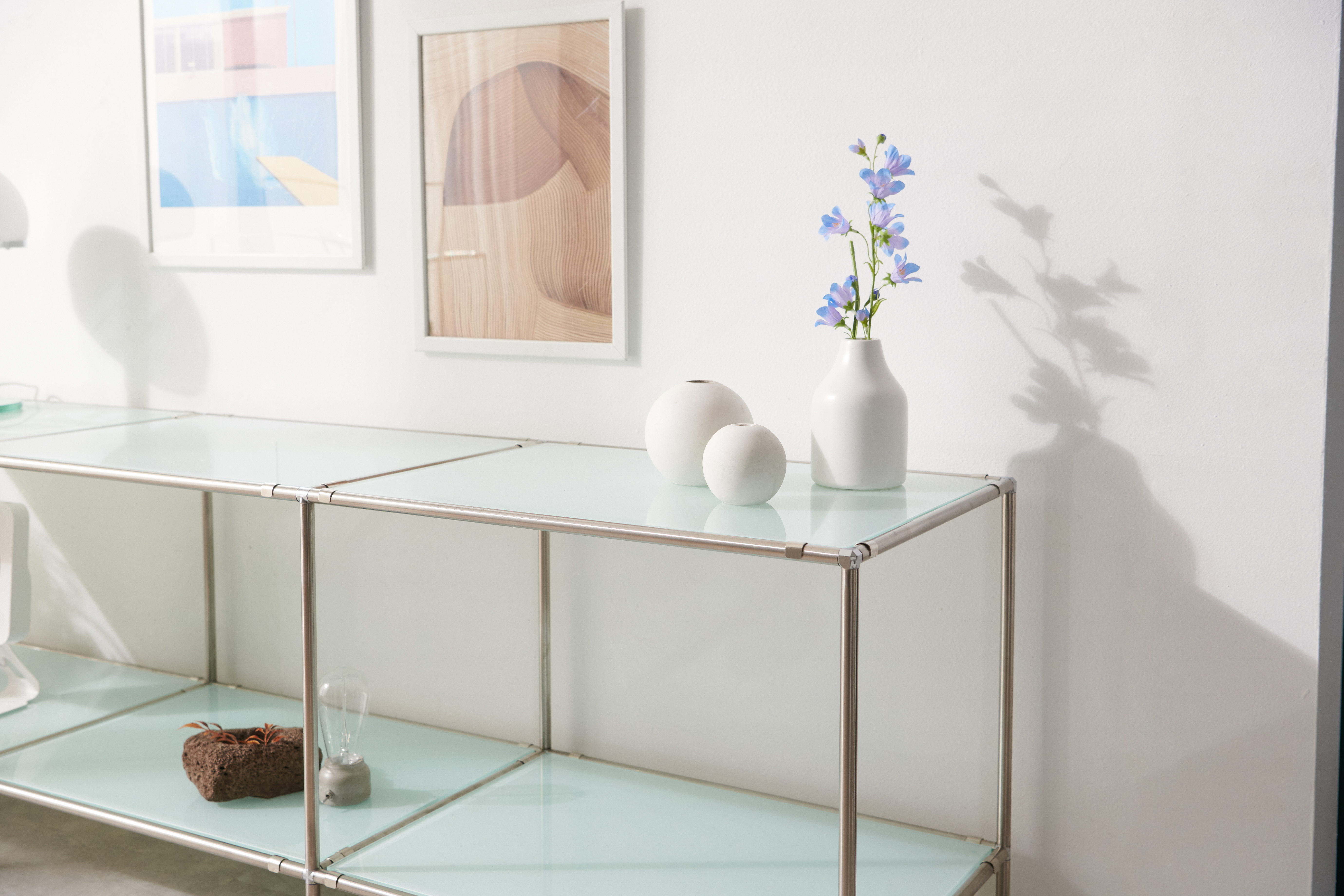 유리거실장 1800 모듈거실장 낮은 티비 선반 티비 장식장