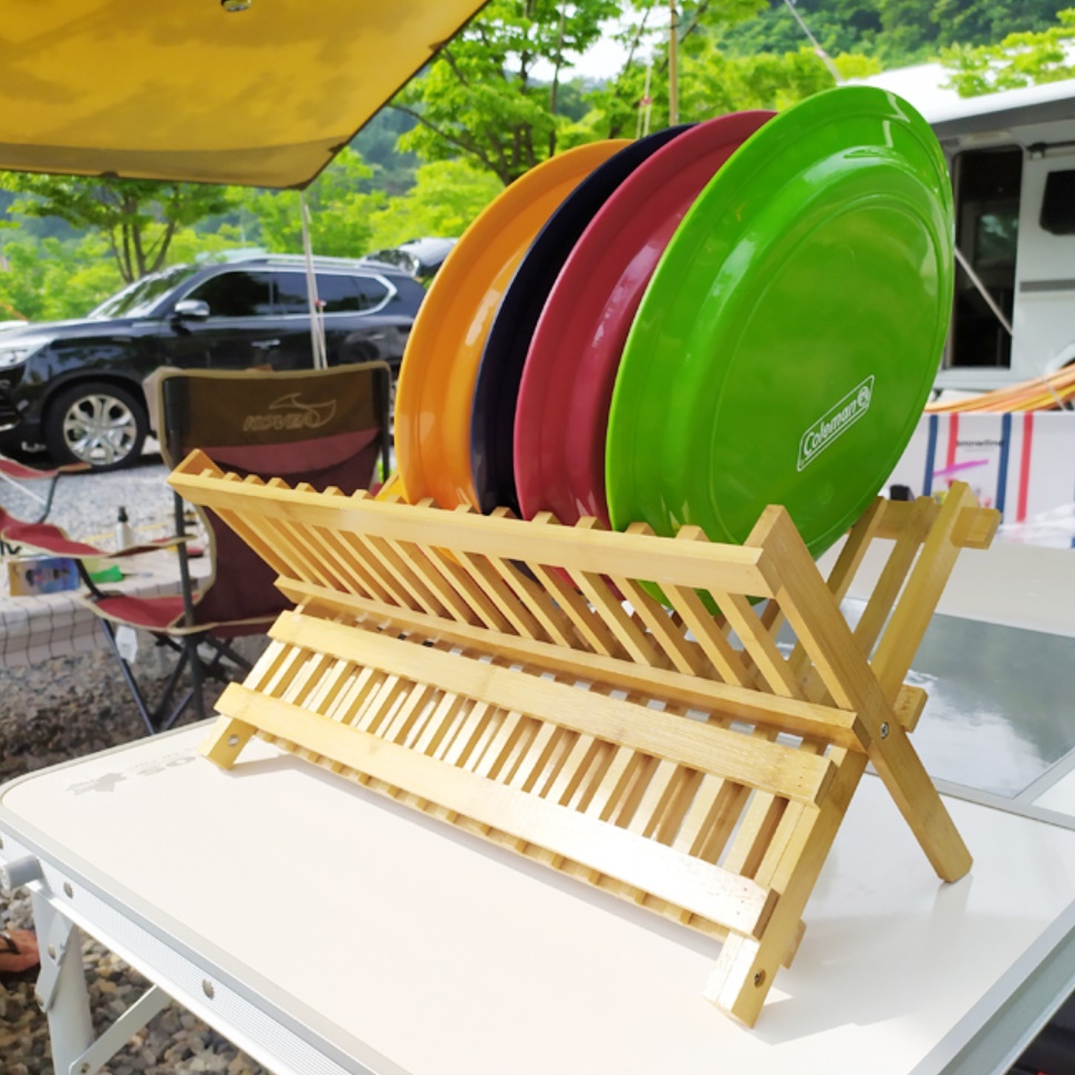 캠핑 우드 식기건조대 캠핑그릇정리 자립형 설거지 건조대