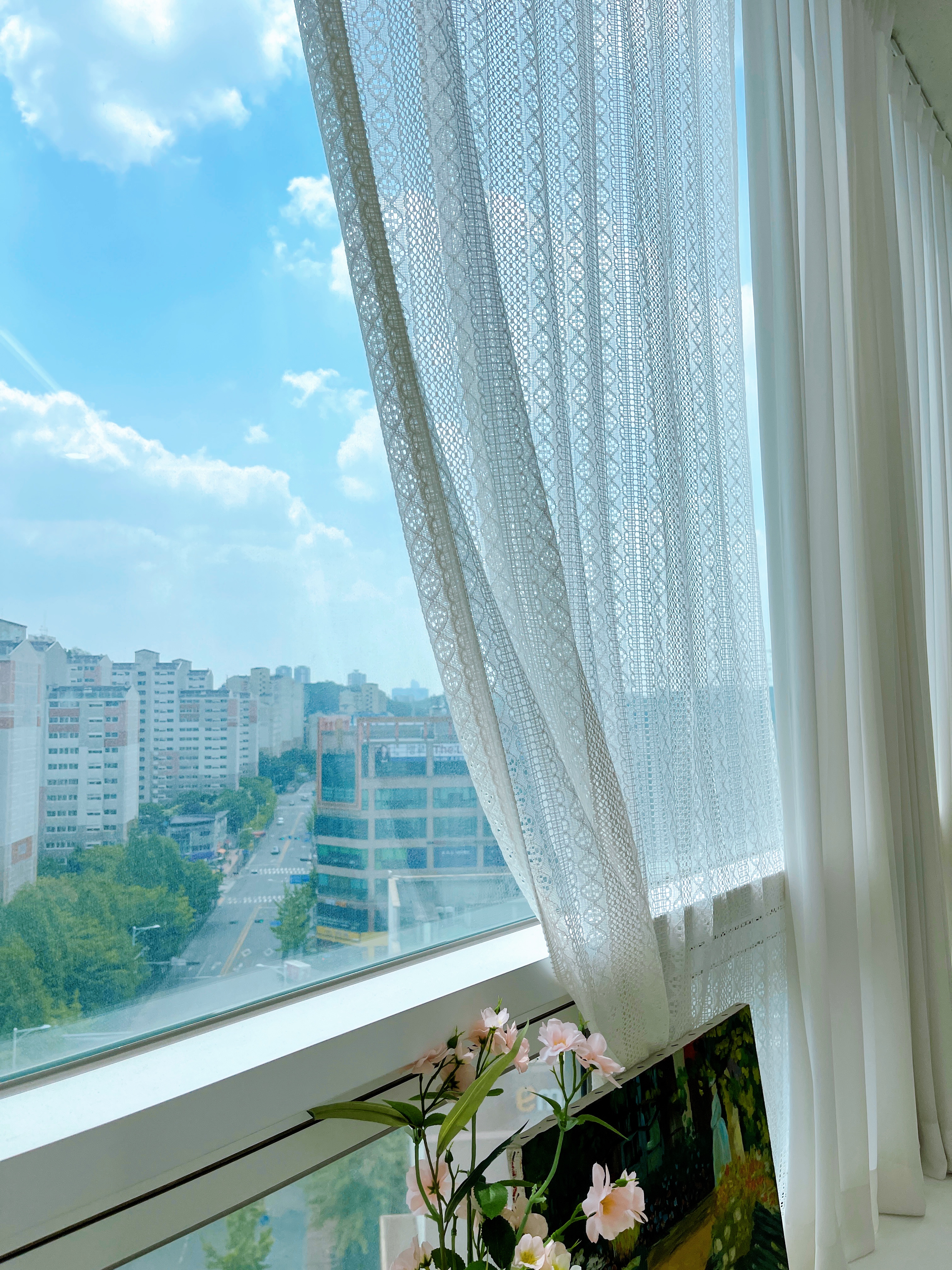 사라하우스 뜨개 러블리 레이스 인테리어 가리개 현관 중문 화이트 커튼