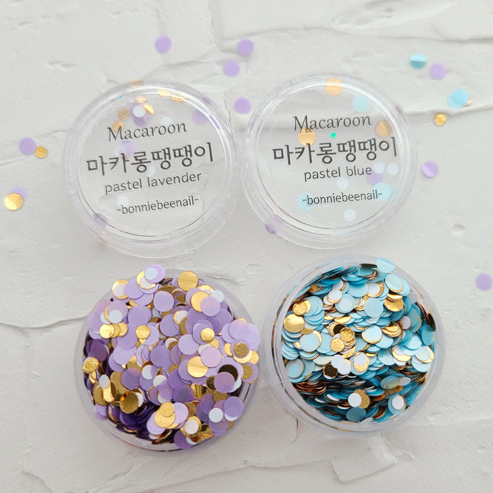보니비 마카롱땡땡이 파스텔 네일 글리터 6종 핑크/그린/민트/라벤더/블루/믹스 - 상세 이미지 5