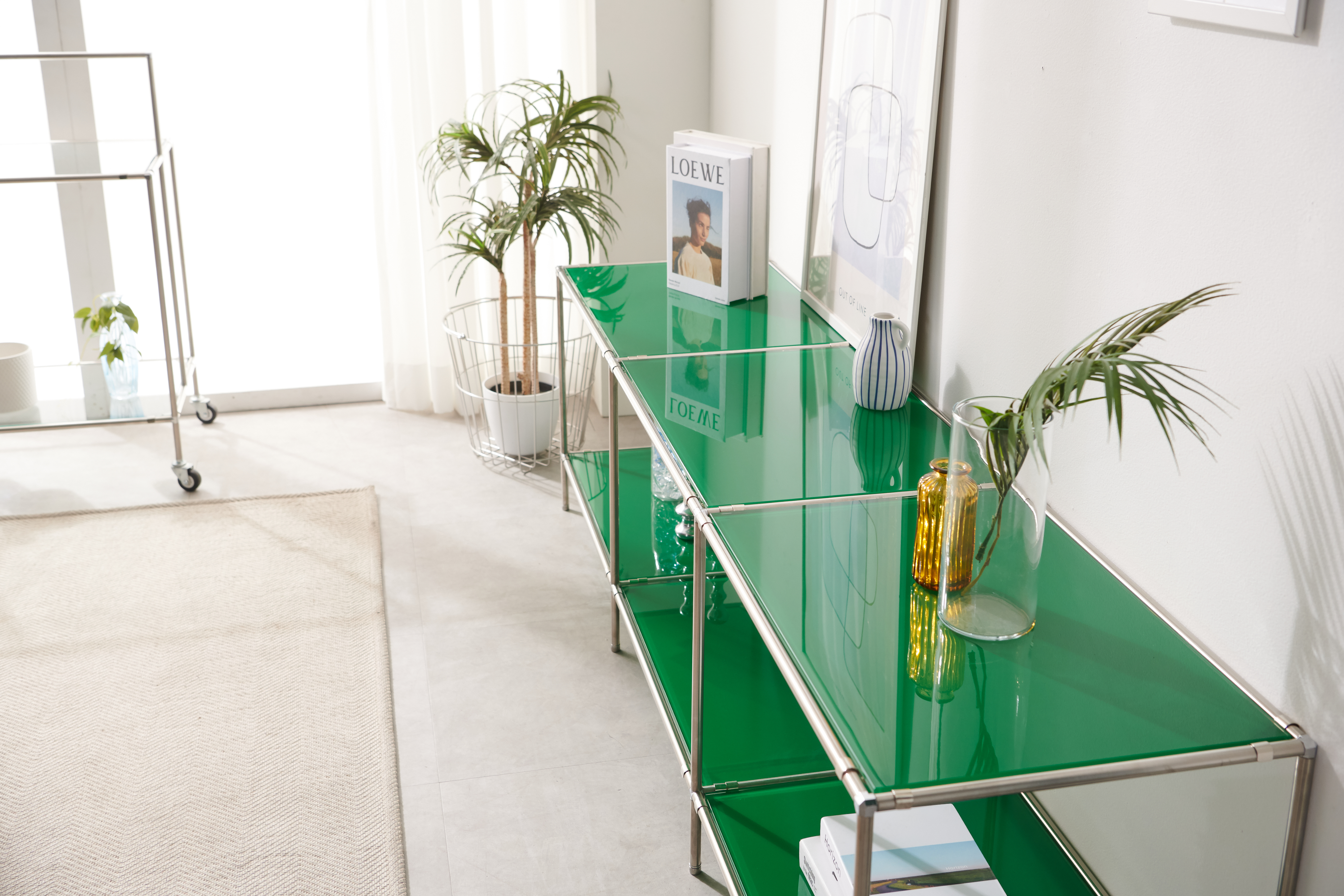 유리거실장 1800 모듈거실장 낮은 티비 선반 티비 장식장