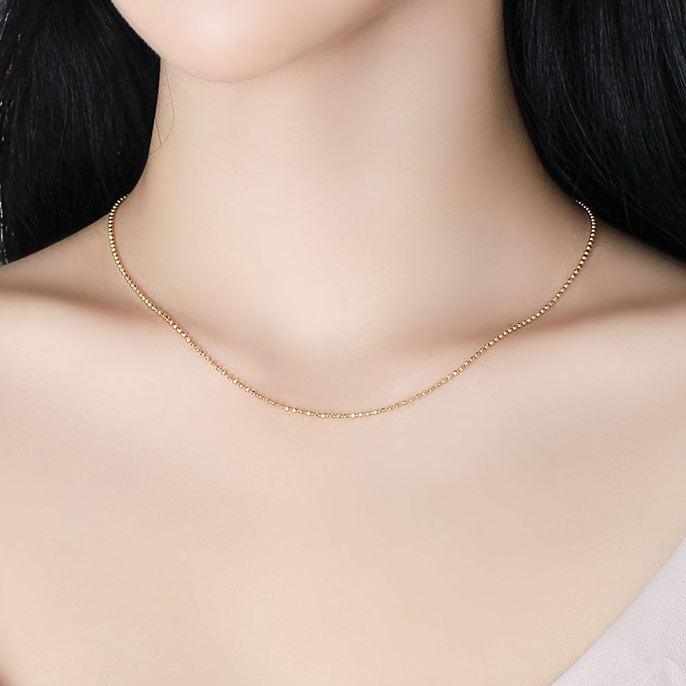 14K 미러 볼 목걸이 커팅 체인 줄 1.5mm 골드 레이어드 군번 줄 기본 베이직 - 상세 이미지 5