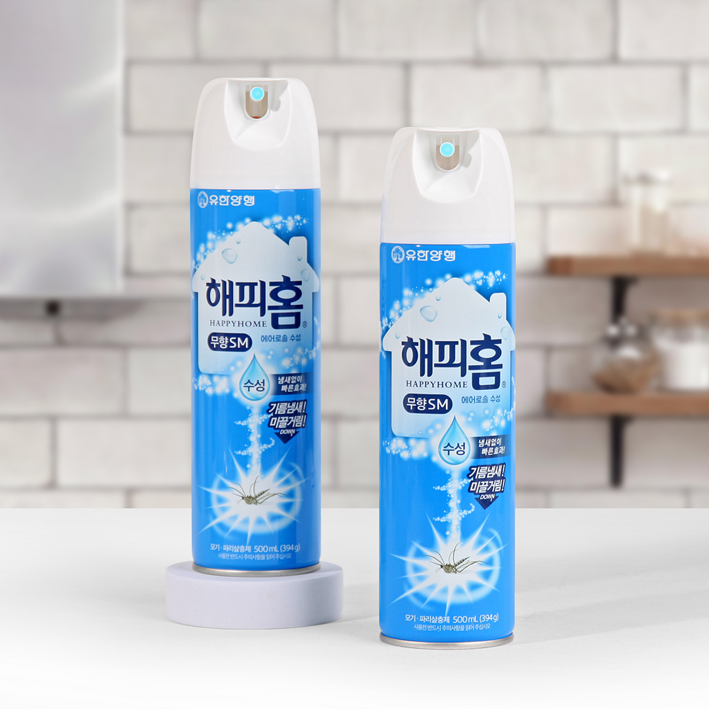 해피홈 에어졸 스프레이 무향 수성 500ml 살충제 방충제 - 상품 이미지