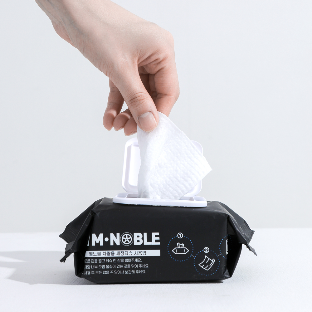 엠노블 차량용 세정티슈 1+1 60매 알콜티슈 물티슈 실내 내부 자동차 세차용품 패키지
