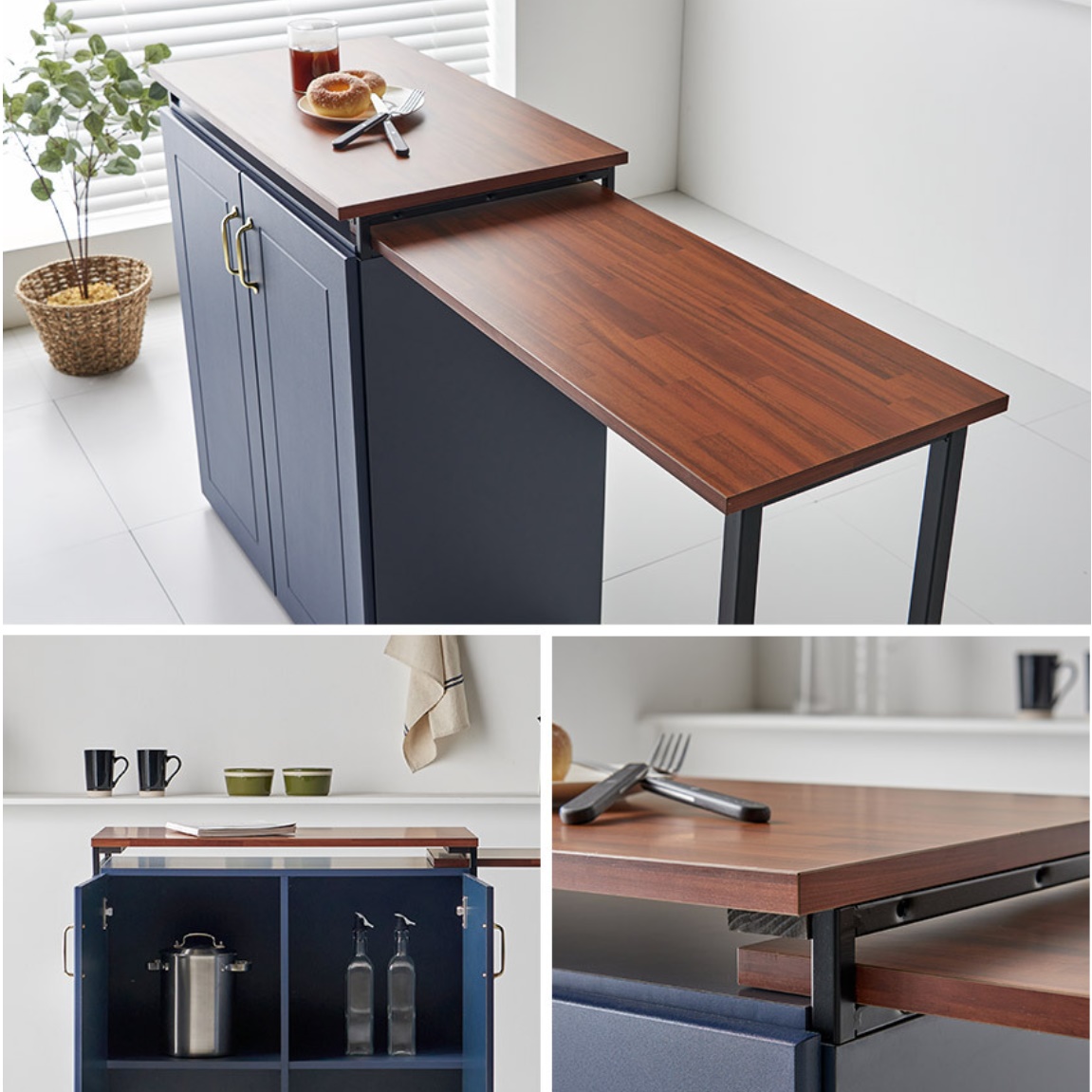 홈 카페 테이블 슬라이딩 식탁 800 베이킹 작업대 아이랜드 식탁