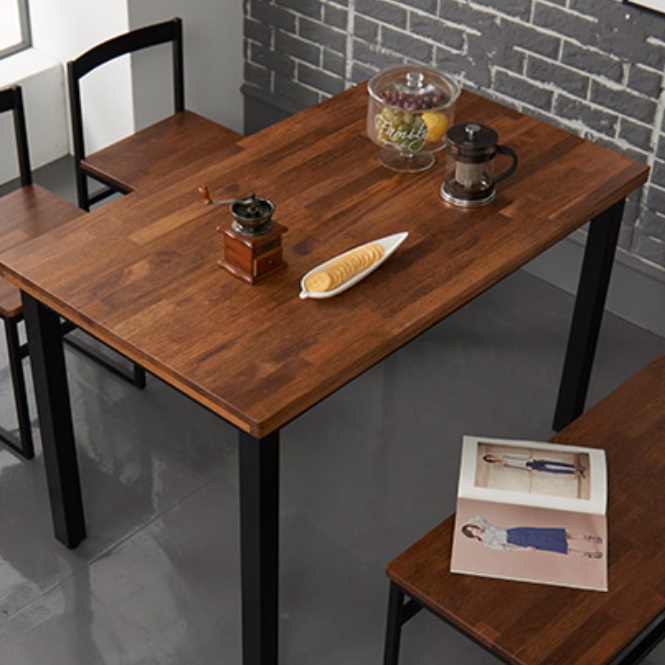 멀바우 상판 식탁 작은 4인용 식탁 커피숍 테이블 빈티지테이블