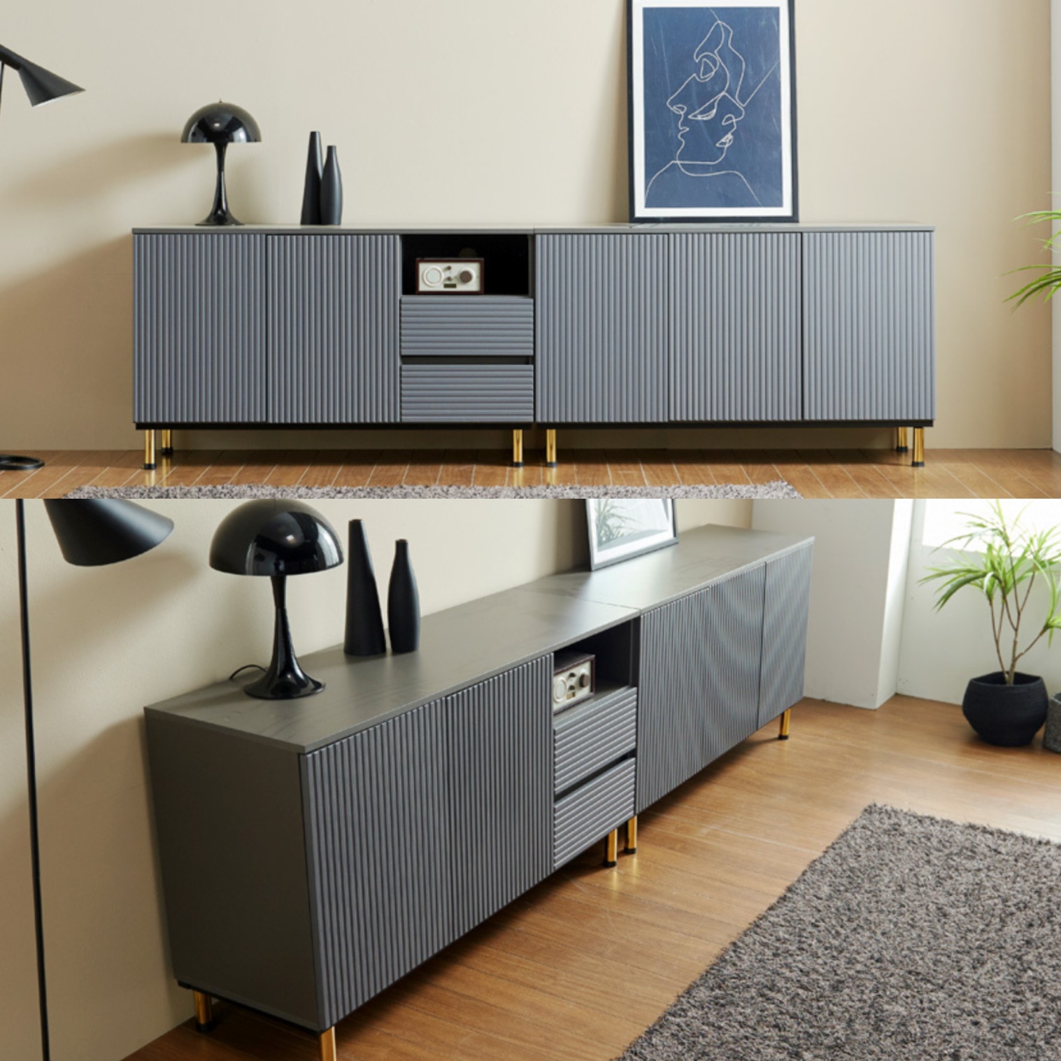 키높은 거실장 2400 사이드보드장 av 오디오 장식 장 키큰 레트로 고급 티브 다이 tv