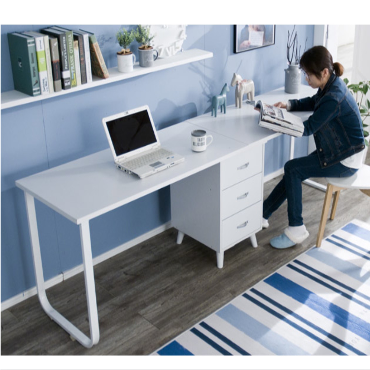 2인용 게이밍 책상 2400 컴푸터책상 미디 데스크 커플 컴퓨터 책상 워크스테이션 홈오피스