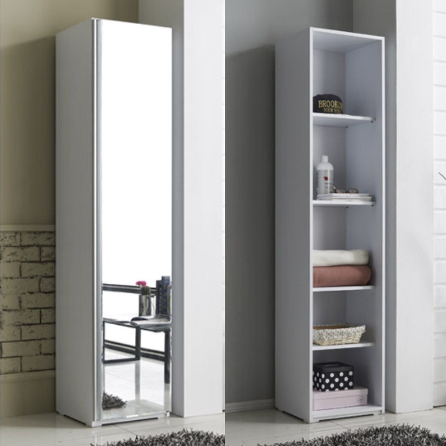 전면 전신거울 400 인테리어수납장 수납정리장 시스템수납장 간이 도어장 여닫이수납장 - 상품 이미지